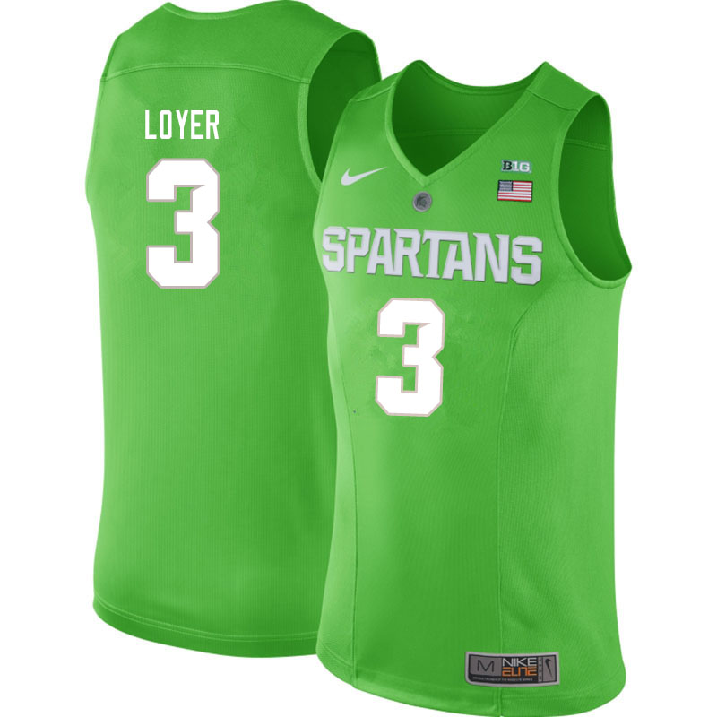 Men #3 Foster Loyer Michigan State Spartans College Basketball Jerseys Sale-Apple Green